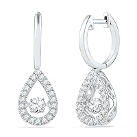 DGOLD 10KT White Gold Round Diamond In Motion Fashion Earring (5/8 cttw)