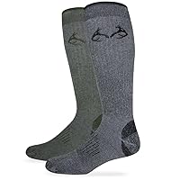 Team Realtree Men's All Season Over The Calf Tall Boot Socks 2 Pair Pack, Olive/Black, Large