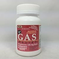 RUGBY LABS Gas-Relief 125mg 60 Spearmint Flavored Chewable Tablets (6 Pack)