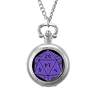 Cool D20 Dice Vintage Pocket Watch Arabic Numerals Scale Quartz with Chain Christmas Birthday Gifts