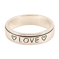 NOVICA Artisan Handcrafted .925 Sterling Silver Meditation Ring Spinner India Thought Heart 'Bond of Love'