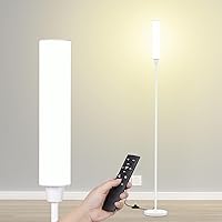 Floor Lamp with Remote Control,Bright Floor Lamps for Living Room/Bedroom/Office, Stepless Adjustable 3000K-6000K Colors and 10-100% Brightness,Standing Light with Foot Switch (White)