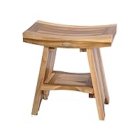 EcoDecors- Teak Shower Bench- Teak Shower Stool- Teak Shower Seat- Teak Shower Bench For Inside Shower- Teak Bathroom Bench- 18 Inch