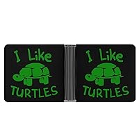 I Like Turtles Money Clip Wallet Card Holder With Cash Bill Pocket and 8 Credit Card Pockets