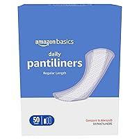 Amazon Basics Daily Pantiliner, Regular Length, 50 Count, 1 Pack (Previously Solimo)