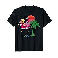 Flamingo Drinking Beer Summer Beach Party T-Shirt