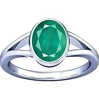 5.25-5.50 Carat Emerald Panna Gemstone Silver Ring For Men & Women