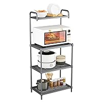 Bakers Rack for Kitchen with Storage, 4-Tier Microwave Stand, Microwave Cart Storage Rack Coffee Bar with Mesh Wire Metal Shelves, Kitchen Stand Oven Table, 23.5