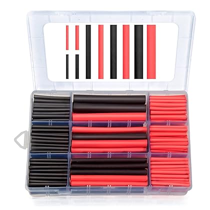 MILAPEAK 270 PCS Heat Shrink Tubing Kit - 3:1 Ratio Adhesive Lined, Marine Grade Shrink Wrap - Automotive Industrial Heat-Shrink Tubing - Black, Red