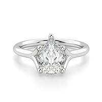 Riya Gems 1.80 CT Pear Moissanite Engagement Ring Wedding Eternity Band Vintage Solitaire Halo Setting Silver Jewelry Anniversary Promise Vintage Ring Gift