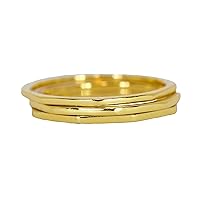 Gold Plated Delicate Stacked Rings - Brass Base .925 Sterling Silver - Size 5-9