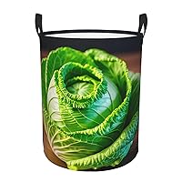 Bright Cabbage Round waterproof laundry basket,foldable storage basket,laundry Hampers with handle,suitable toy storage