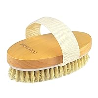 Dry Brushing Body Brush, Natural Bristle Dry Skin Exfoliating Brush Body Scrub for Flawless Skin, Cellulite Treatment, Lymphatic Drainage and Blood Circulation Improvement