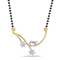 0.33 Cts Round Simulated Diamond Clara Mangalsutra Necklace 14K Yellow Gold Fn