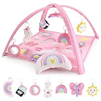 The Peanutshell 7 in 1 Baby Play Gym for Baby Girls, Activity Center and Tummy Time Mat, Rainbow Paradise