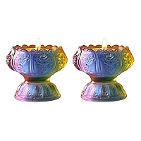 Tibetan Buddhist Water Offering Cup - Colorful Ghee Lamp Holder, Tealight Candle Holder, Zen Buddhist Candlestick, Tibetan Oil Lamp Holder Buddhist Supplies for Meditation Buddha Altar, Pack of 2