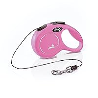 FLEXI New Classic Retractable Dog Leash (Cord), Ergonomic, Durable and Tangle Free Pet Walking Leash for Dogs Up to 18 lbs, 10 ft, Extra Small, Pink
