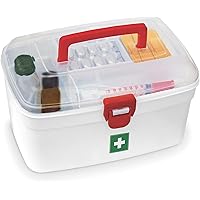 Milton Medical Box, First Aid Empty Medicine Storage Box | Organizer | Family Emergency Kit | Detachable Tray | Easily Accessible with a Transparent Lockable Lid | White - Set of 2