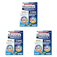 Mucinex Fast-Max Maximum Strength Cold & Flu Day and Night Medicine, All-in-One Multi-Symptom Relief Liquid Gels – 24 Count (16 Day time + 8 Night time) (Packaging May Vary) (Pack of 3)