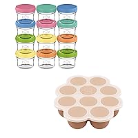 KeaBabies 12-Pack Baby Food Glass Containers and Silicone Baby Food Freezer Tray with Clip-on Lid - 4 oz Leak-Proof, Microwavable, Baby Food Storage Container - Baby Food Silicone Freezer Molds