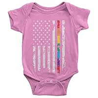 Threadrock Baby Gay Pride Rainbow American Flag Infant Bodysuit