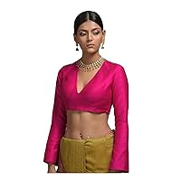 Women's Readymade Blouse For Sarees Indian Designer Banglori Silk Bollywood Padded Stitched Choli Crop Top