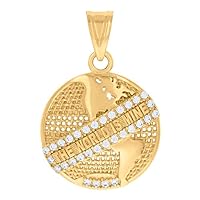 14k Yellow Gold Men CZ Cubic Zirconia Simulated Diamond The World Is Mine Globe Charm Pendant Necklace Measures 30x20mm Wide Jewelry for Men