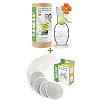 haakaa Manual Breast Pump 100ml with Flower Stopper and Washable Reusable Nursing Pads Combo