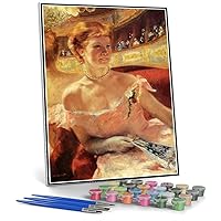 DIY Oil Painting Kit,Woman with A Pearl Necklace Painting by Mary Stevenson Cassatt DIY Oil Painting Paint by Number Kits