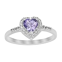 Heart Cluster Ring! Tanzanite 5 MM Heart 925 Silver Engagement Ring
