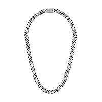 Bulova Jewelry Men's Classic 24mm Curb Chain Blue IP and Brushed Stainless Steel Necklace, Length 24