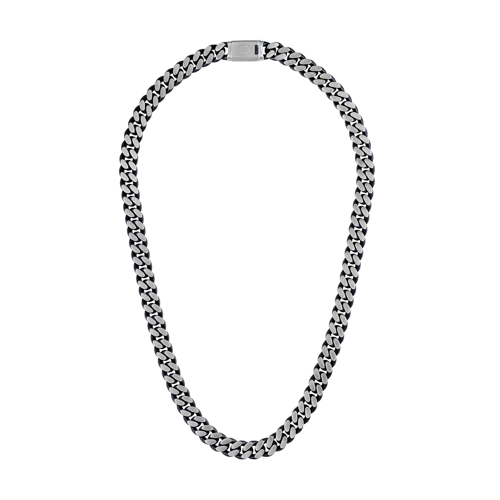 Bulova Men's Jewelry Classic Stainless Steel Curb Chain Necklace, 10mm, Length 24
