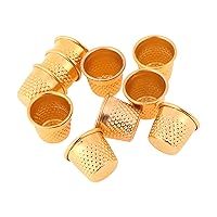 10pcs Adjustable Thimble Finger Protector Household Sewing Tools DIY Accessories Home Sewing Supplies Thimble Pads for Hand Sewing Gold Color Sewing Thimbles Metal Finger (Color : Gold)