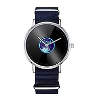 Vinyl LP Record Design Nylon Watch for Men and Women, Phonograph Theme Wristwatch, Music Lover Gift
