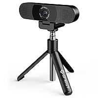 3 in 1 Webcam with Tripod & Privacy Cover, eMeet C980 Pro Webcam with Microphone, 2 Speakers & 4 Built-in Noise Reduction Mic-Arrays, 1080P Webcam for Video Conferencing, Adjustable Height Mini Tripod