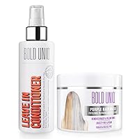 BOLD UNIQ Purple Hair Mask For Blonde, Platinum, Bleached, Silver, Gray, Ash & Brassy Hair & Leave-in Conditioner Spray - Remove Yellow Tones and Condition Dry, Damaged Hair - Cruelty Free & Vegan