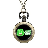 Jelly Time Fashion Vintage Pocket Watch with Chain Quartz Arabic Digital Dial for Men Gift