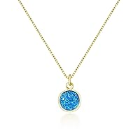 1pc Natural Druzy Crystal Round Pendant Gemstone Necklace 18 inch Electroplated Healing Raw Chakras Stone Hypoallergenic Tarnish Resistant Women Jewellery