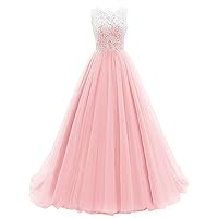 Little Big Girls' Tulle Lace Flower Graduation Wedding Dress Prom Gowns