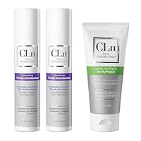 CLn Facial Moisturizer BodyWash Duo - (2) Facial Moisturizer 3.4oz & (1) BodyWash 3oz - Long lasting, lightweight, fast-absorbing, non-greasy formula. Recommended by dermatologists to lock in moisture