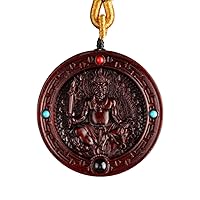 Buddha Amulet Necklace Pendant for Men Women, Rosewood Projection Tibetan Buddhist Necklace, Good Luck and Wealth Feng Shui Buddha Necklace, Zen Meditation Decor