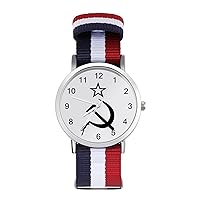 USSR Hammer and Sickle Wrist Watch Adjustable Nylon Band Outdoor Sport Work Wristwatch Easy to Read Time, 202403193