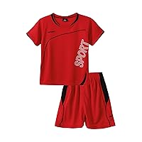 TiaoBug Kids Boys Basketball Soccer Jerseys and Sports Shorts Set Team Uniform 2 Pieces Athletic T-Shirt + Shorts Set