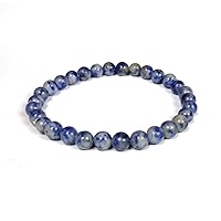 Sodalite Bracelet 6 mm Round Bead Reiki Healing Crystal Bracelet for Unisex (Color : Blue)