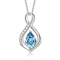 AENEAS Aquamarine Necklace Sterling Silver March Birthstone Necklace Infinity Pendant Aquamarine Jewellery Birthday Gifts for Women