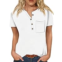 Add Your Own and Text Design Custom Personalized Adult Women's Henley Button Down Shirts Short Sleeve V Neck