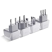 Ceptics European Plug Adapter 4 Pack Set, USA to Europe, Italy, Germany, England, Spain, Italy, Iceland, France (Type C, E/F, G, L) - for Your Cell Phones, Tablets, iPhone, Camera (CT-EU-4SET)