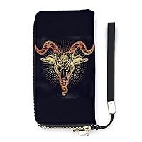 Baphomet Satan Goat Cute Wallet Long Wristlet Purse Credit Card Holder Cell Phone Purse Elegant Clutch Handbag for Women