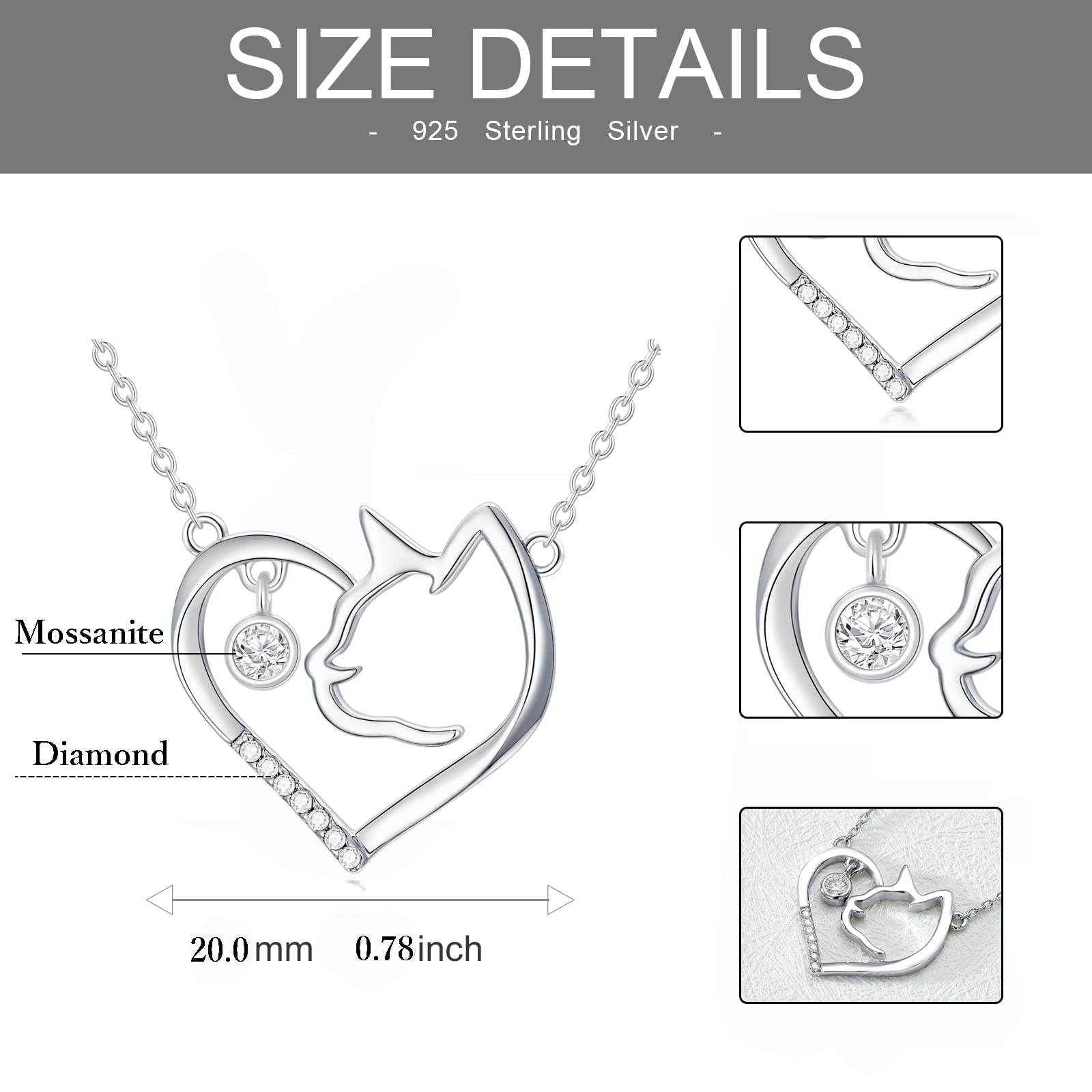 CTIEIP 1/10 cttw Sterling Silver Natural Diamond Necklaces Embellished with 0.5ct Mossanite, Hypoallergenic Necklaces, Anniversary Birthday Diamond Jewelry Gifts for Women