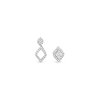 The Diamond Deal 18kt White Gold Womens Diamond Shape Mix-Match Stud VS Diamond Earrings 0.73 Cttw